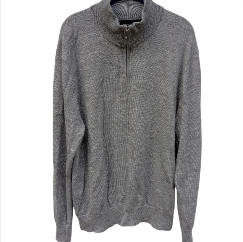 🍁4/$10 Kenneth Roberts Men's Gray 1/4 Zip Wool Blend Sweater Size XL